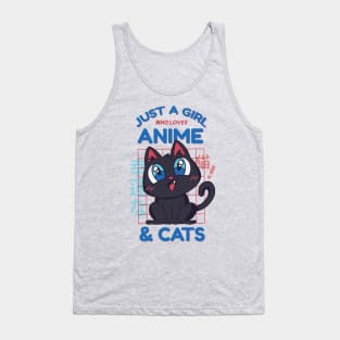 Just a Girl Who Loves Anime and Cats Tank Top